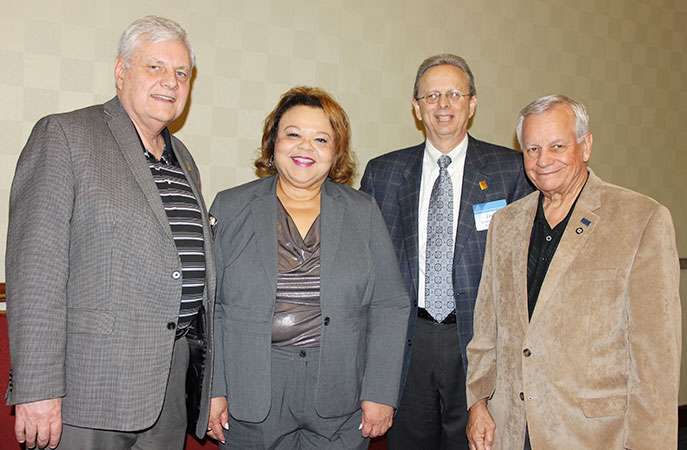 Left to right: Don Webster, NJSBA president; Lenora M. Green, executive director of the ETS Center for  Advocacy and Philanthropy; Dr. Lawrence S. Feinsod, NJSBA executive director;  John Bulina, NJSBA immediate past president