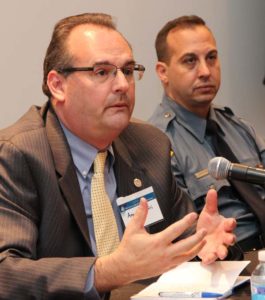 Angelo Onofri, acting Mercer County prosecutor (at left) and New Jersey State Police Sergeant First Class Adam Grossman.