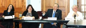 The LEE Group met recently to discuss issues affecting New Jersey’s public schools. Pictured, L to R, are Melanie Schulz, NJASA director of governmental relations; Rose Acerra, NJ State PTA president; Dr. Lawrence S. Feinsod, executive director of NJSBA; and Donald Webster Jr., president of NJSBA.