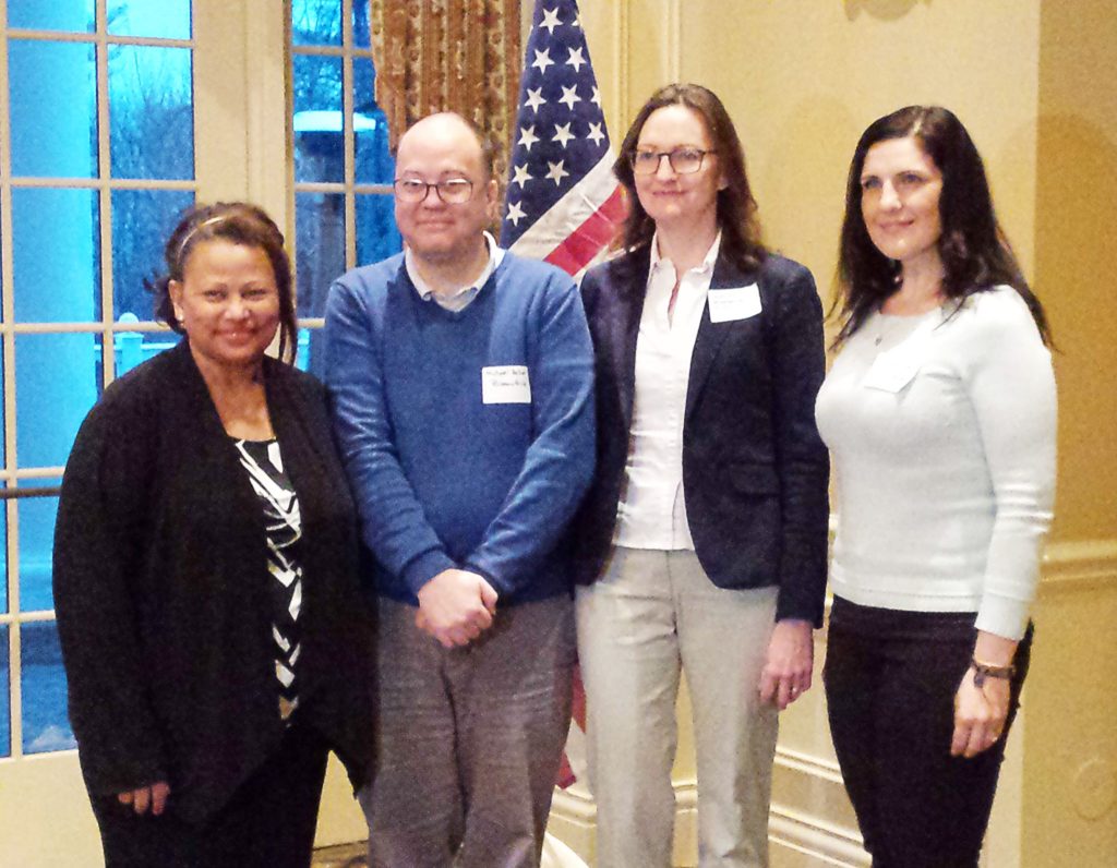 The new leaders of the Essex County School Boards Association (ECSBA) are pictured here (left to right), Sandra Mordecai, West Orange board, ECSBA president, delegate to NJSBA Board of Directors; Michael Heller, Bloomfield board, alternate delegate to NJSBA Board of Directors; Jennifer Woodhouse, Milburn board; ECSBA vice president; and Judith Dias, West Essex board, and ECSBA vice president.