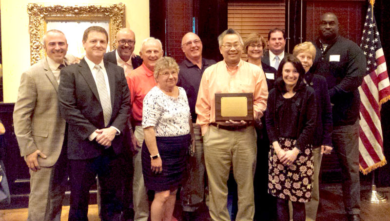 The Somerville Board of Education was honored for achieving recertification. Pictured at a recent meeting are, L to R, Chief School Administrator Dr. Timothy Purnell; Business Administrator Bryan Boyce; board members Lucien Sergile; Ken Cornell; Linda Olsen; and Dan Puntillo; Board President Norman Chin; members Melissa Sadin; Tim Teehan; and Erin Sweitzer; NJSBA field service representative Gwen Thornton; and Somerville board member Jim Jones.