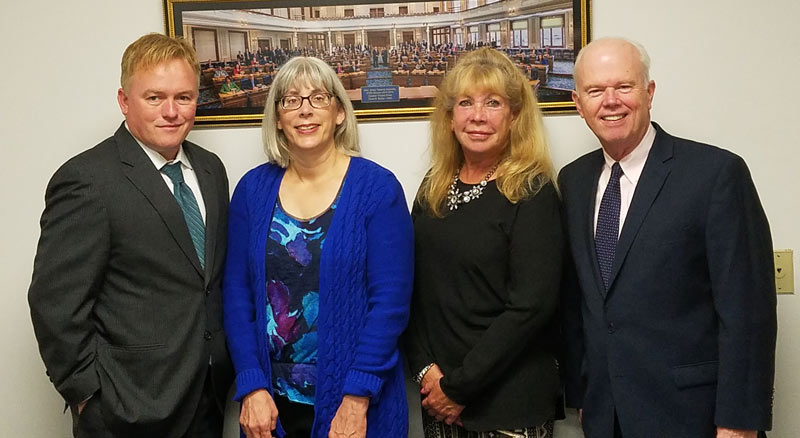 State Sen. Pat Diegnan (D-Middlesex) met recently with local board members and NJSBA staff. Pictured are (L to R) Christopher Jones, NJSBA government relations; Jackie Gibson, Metuchen board; Debbie Boyle, South Plainfield board, Middlesex County School Boards Association president; Sen. Diegnan.