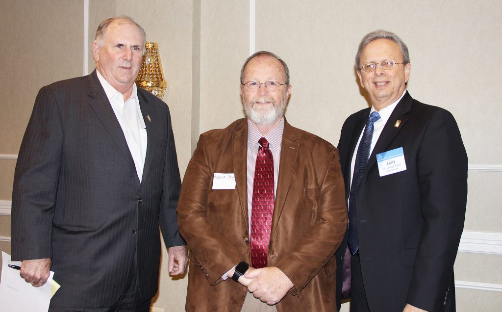 At the Nov. 29 meeting of the Bergen County School Boards Association, (L-R), Dan Sinclair, NJSBA president; Bruce Young, Bergen County association president and N.J. Board Member of the Year ; and Dr. Lawrence S. Feinsod, NJSBA executive director.