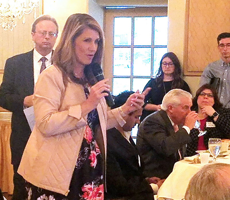 Assemblywoman Serena DiMaso (District 13) spoke to Monmouth County School Boards Association members at their last meeting of the year, held in Colts Neck.